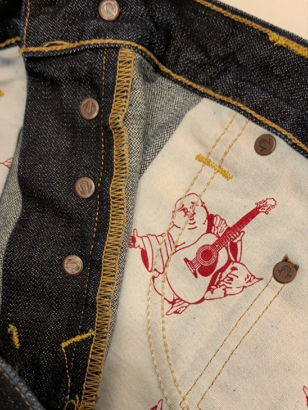True Religion Bobby Dark Blue Denim Straight Jeans 38W34L Button Fly USA Made